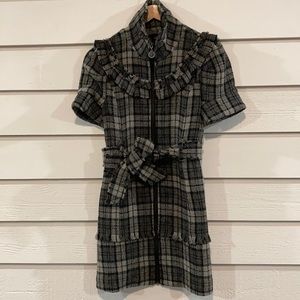Gray/black plaid wool blend fashion layer